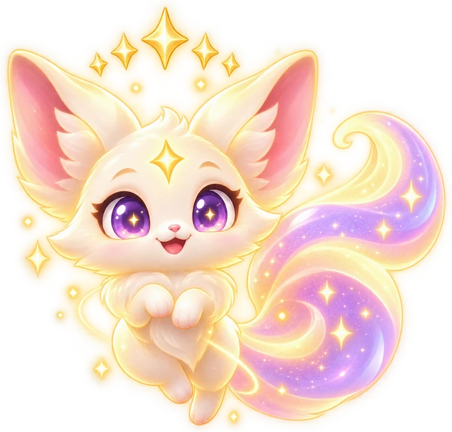 O Lumi na forma radiante, cercado de estrelas douradas