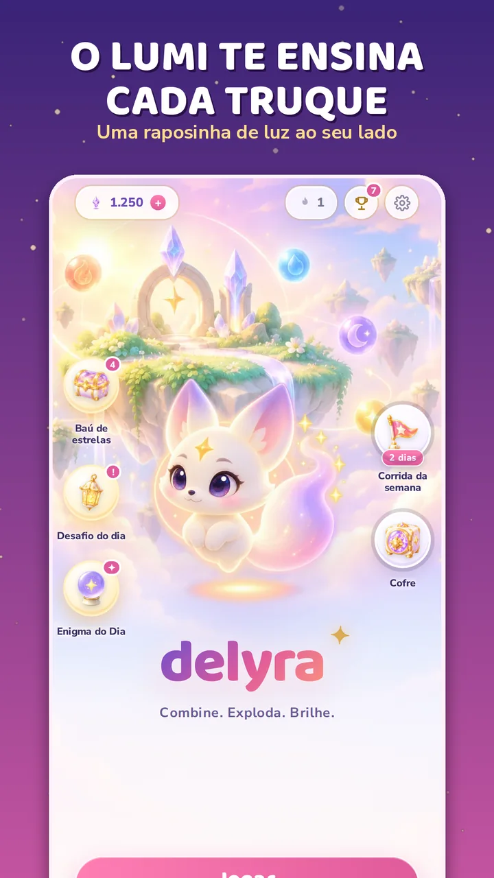 O Lumi te ensina cada truque: tela inicial do Delyra com o Lumi