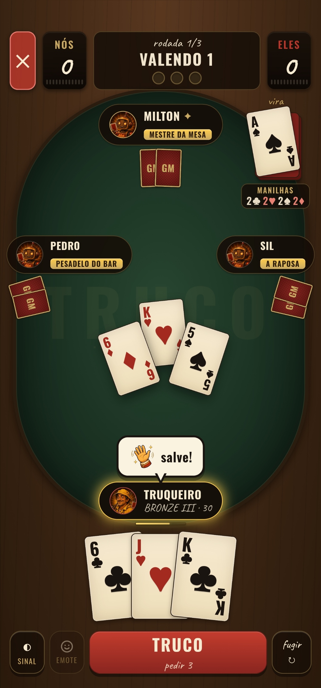 Partida de Truco GamaJogos